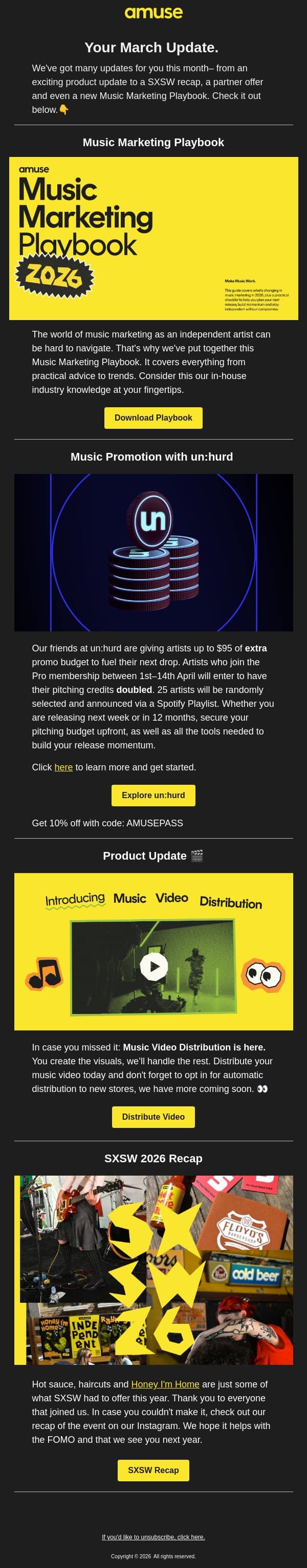 March at Amuse email from Amuse screenshot