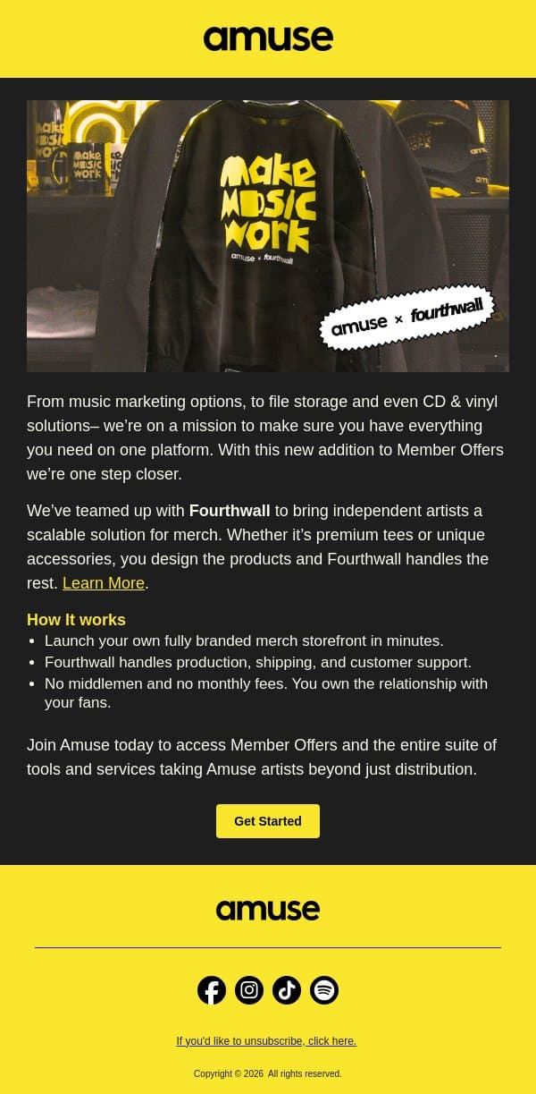 Artists Get More With Amuse email from Amuse screenshot