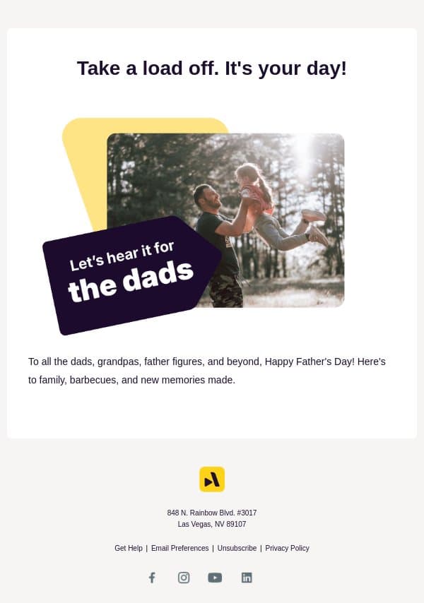 Happy Father's Day from the Animoto team email from Animoto screenshot