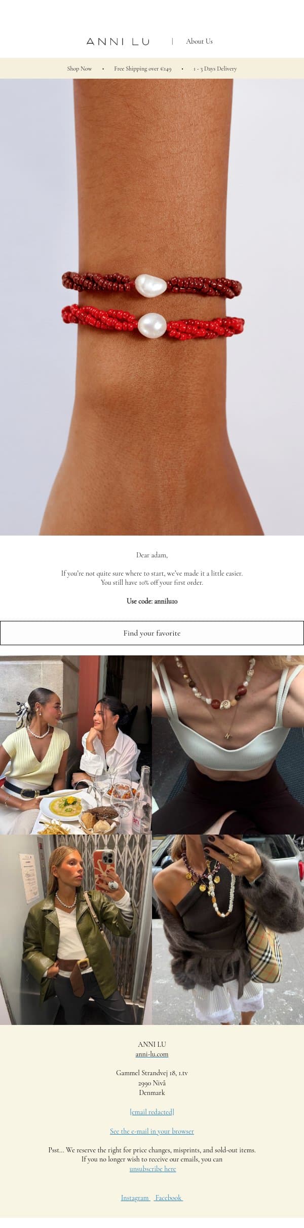 Your 10% discount expires soon email from Anni Lu screenshot