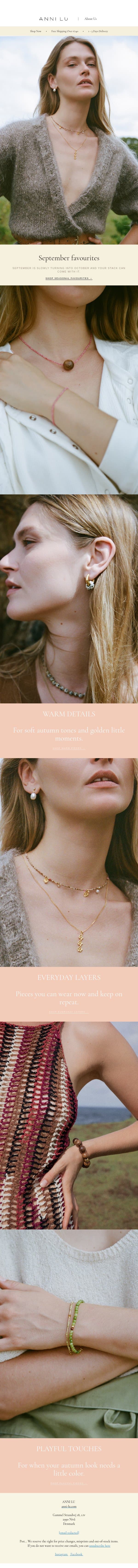New season favourites email from Anni Lu screenshot
