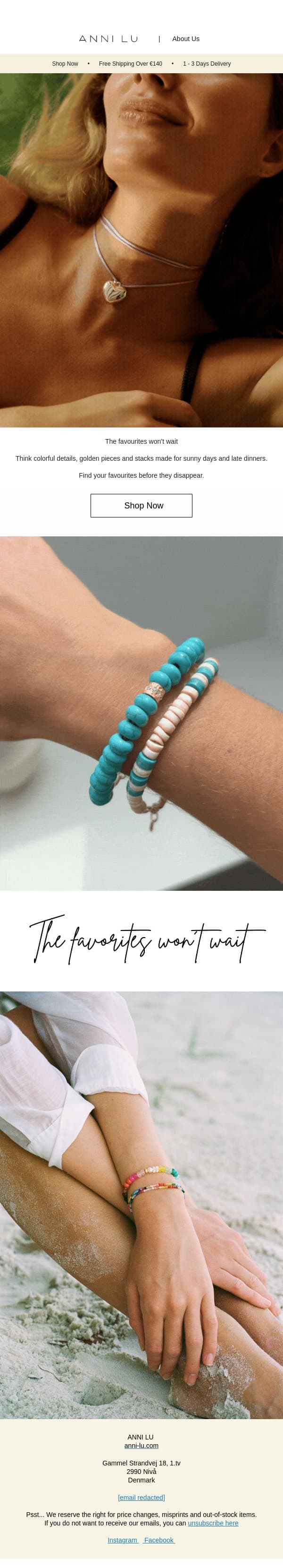 Summer Sale favourites email from Anni Lu screenshot