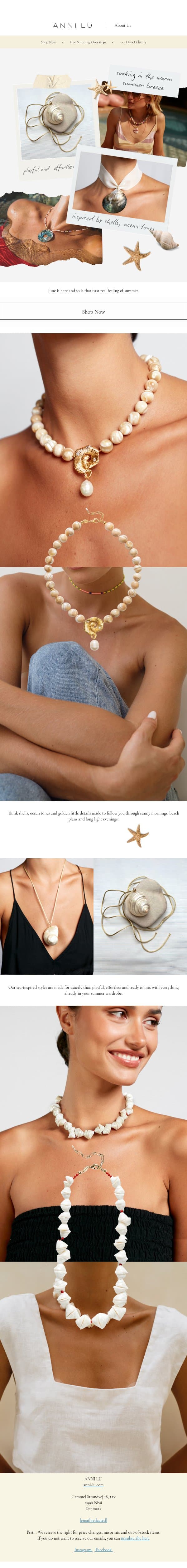 Hello June, hello summer feeling email from Anni Lu screenshot