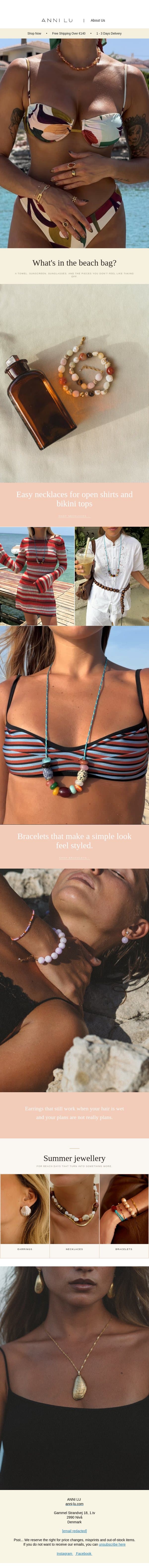 Beach first, plans later 🌴 email from Anni Lu screenshot