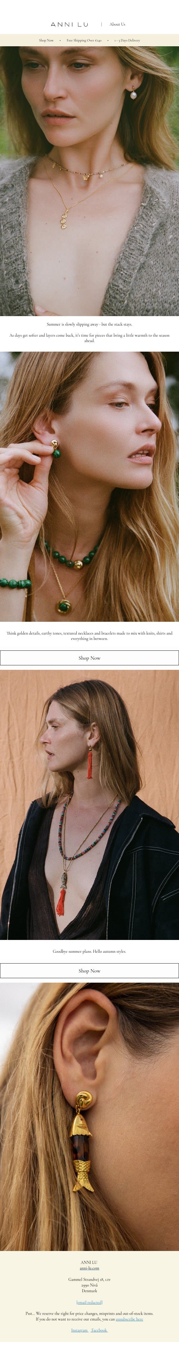 Hello autumn styles email from Anni Lu screenshot