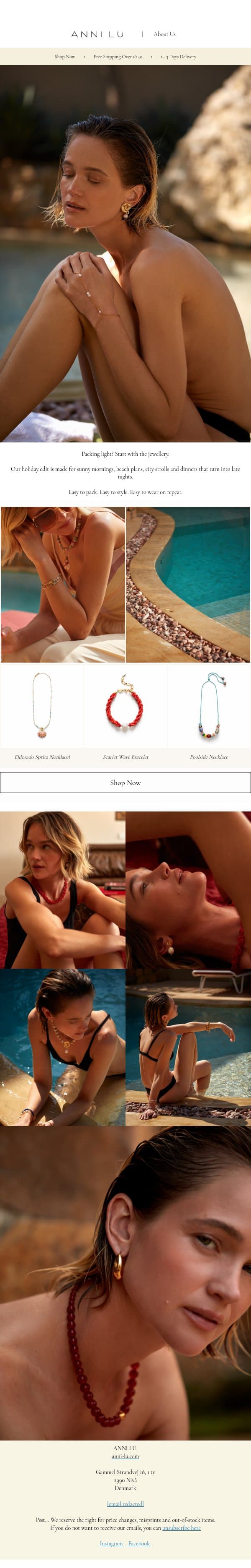 Made for wherever summer takes you email from Anni Lu screenshot