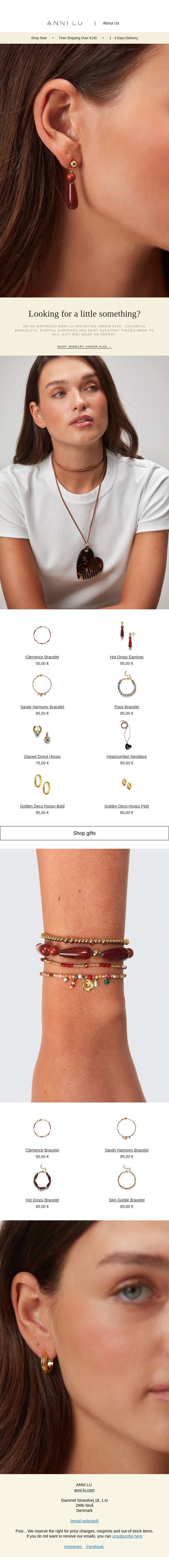 Little treasures under €100 email from Anni Lu screenshot