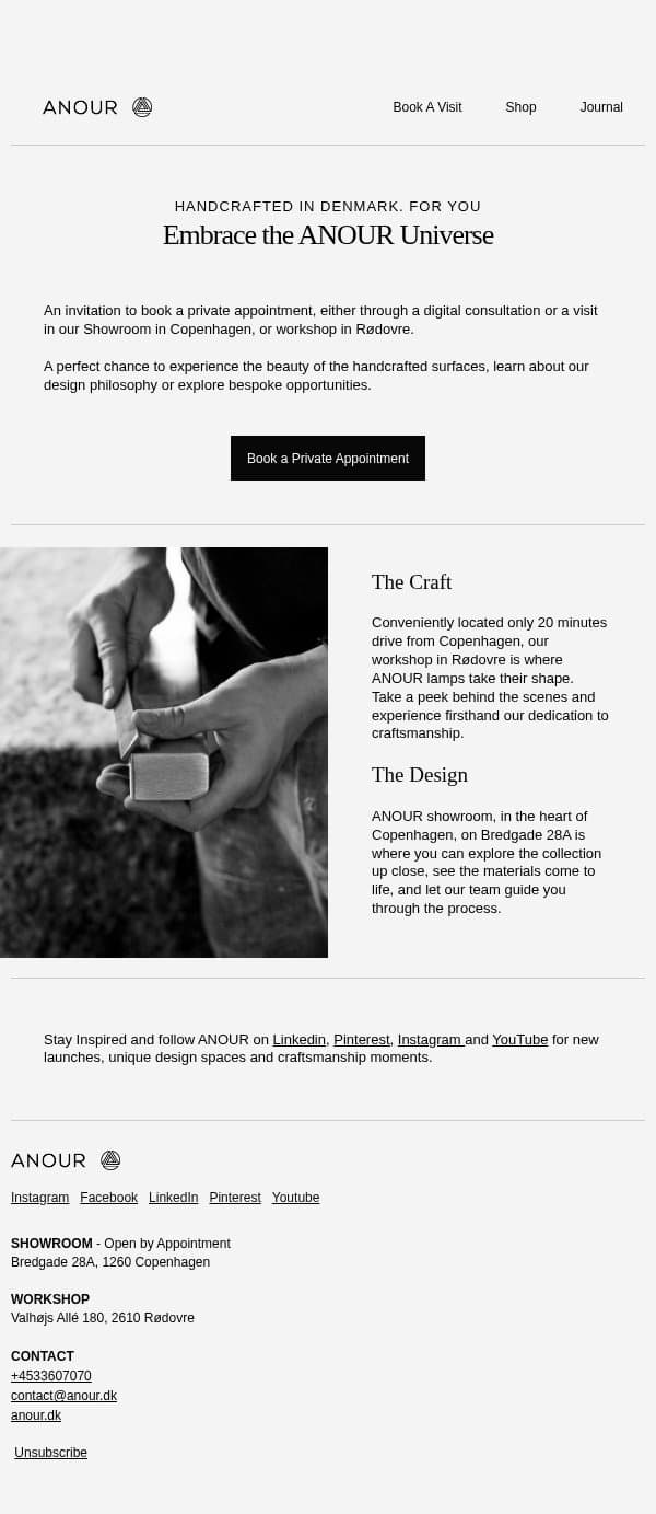 Embrace the ANOUR Universe email from Anour screenshot
