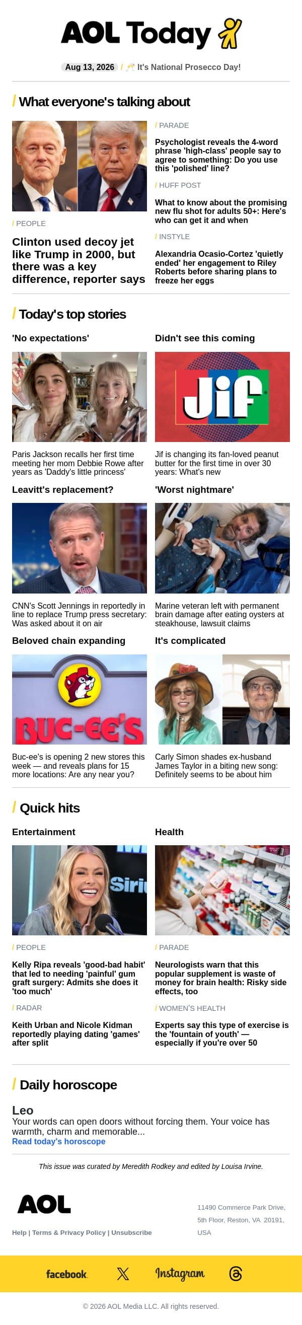 New flu shot; Clinton's 2000 trick; Ripa's 'painful' surgery email from AOL screenshot