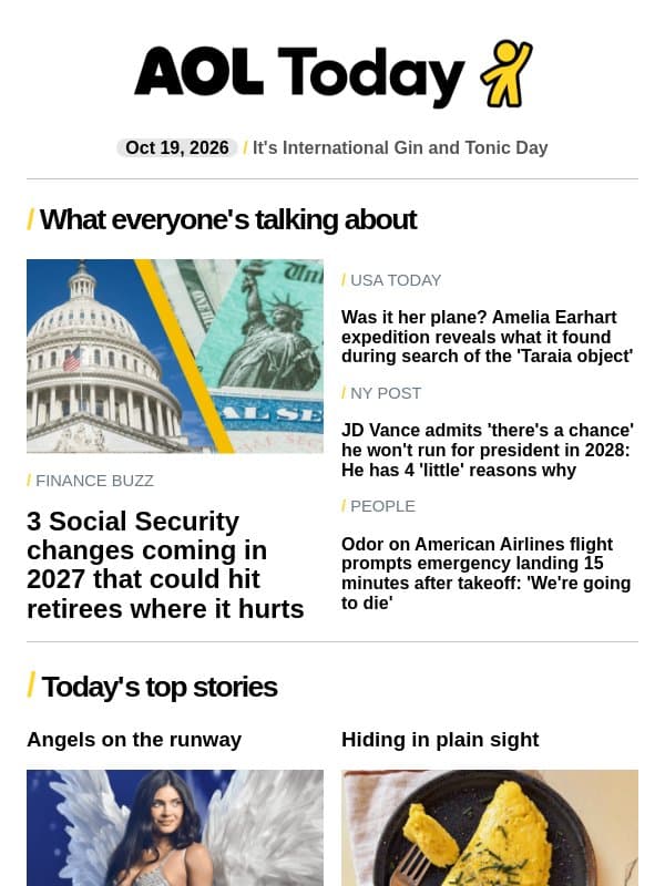 Social Security changes; NFL star ejected; priest killed email from AOL