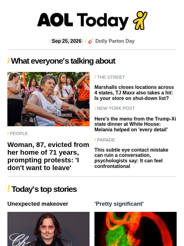 Major IRS change; 30-second sleep trick; Marshalls closings email from AOL