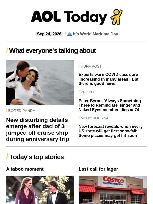 Costco pulls beers; singer dies at 74; ultra-rare lobster email from AOL