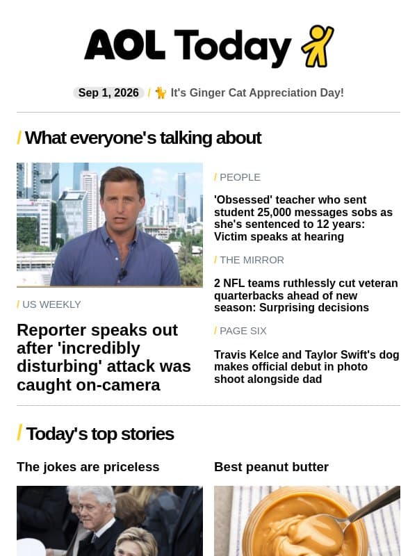 Kelly Clarkson's farewell; NFL teams cut QBs; clothing chain closing stores email from AOL
