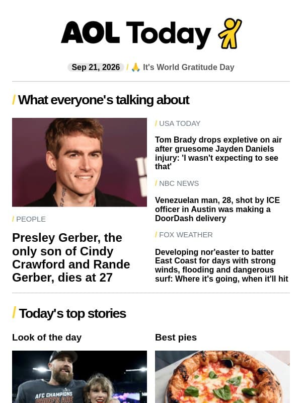 Cindy Crawford's son dies; HIV surge; Twiggy at 76 email from AOL