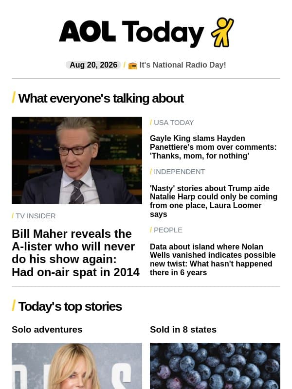 Bill Clinton's bushy beard; blueberry recall; why are Harry & Meghan moving? email from AOL