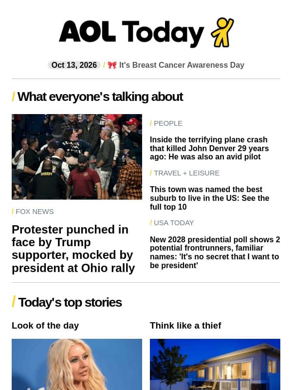Heckler punched; 2028 front-runners; Selma Blair's meltdown email from AOL