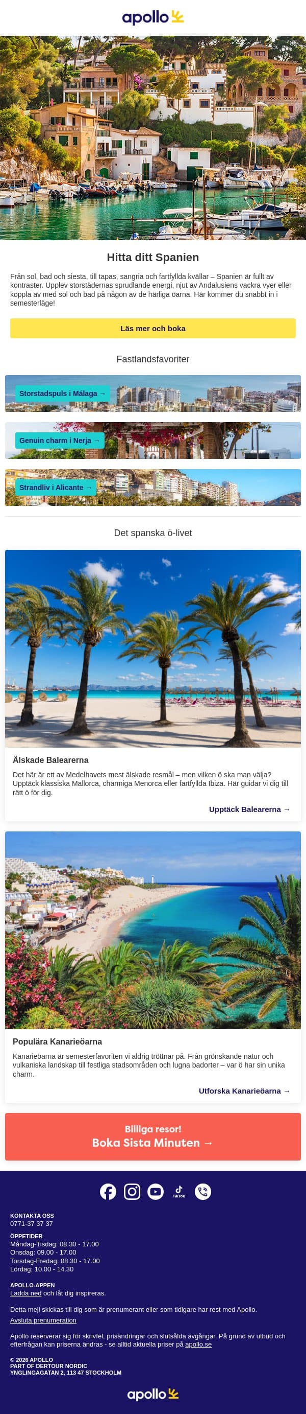 Soliga sommardagar i Spanien ☀️ email from Apollo screenshot