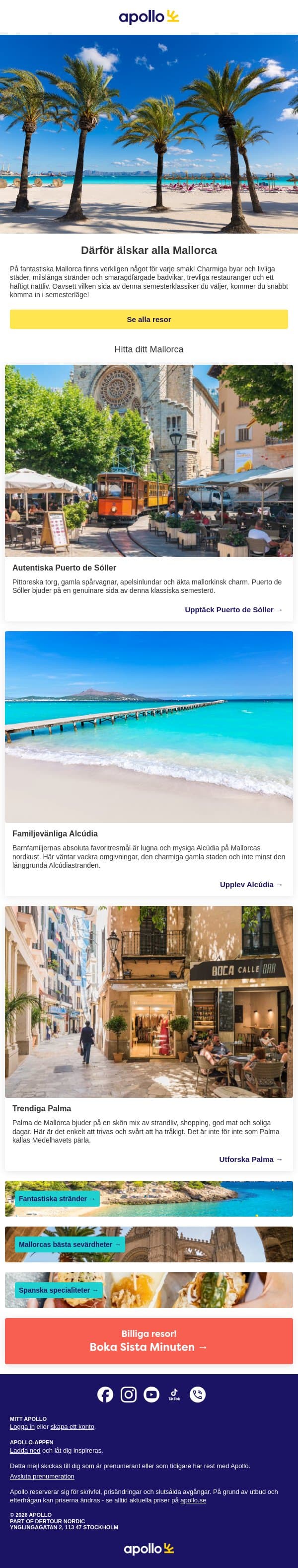 Därför älskar alla Mallorca email from Apollo screenshot