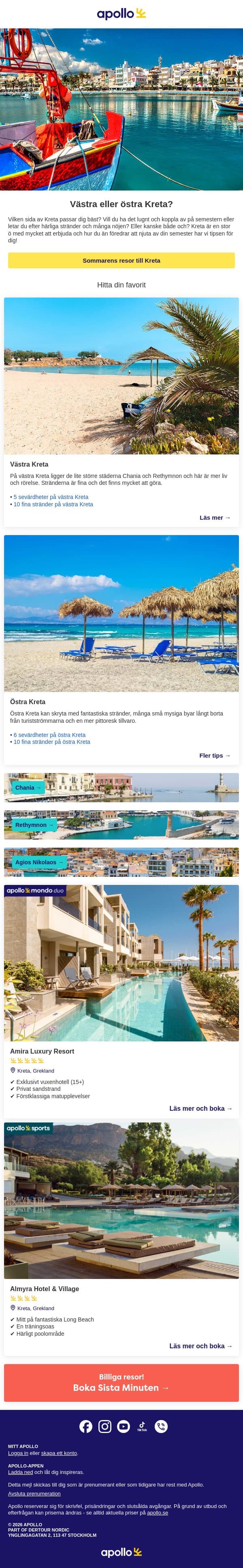 Västra eller östra Kreta? email from Apollo screenshot