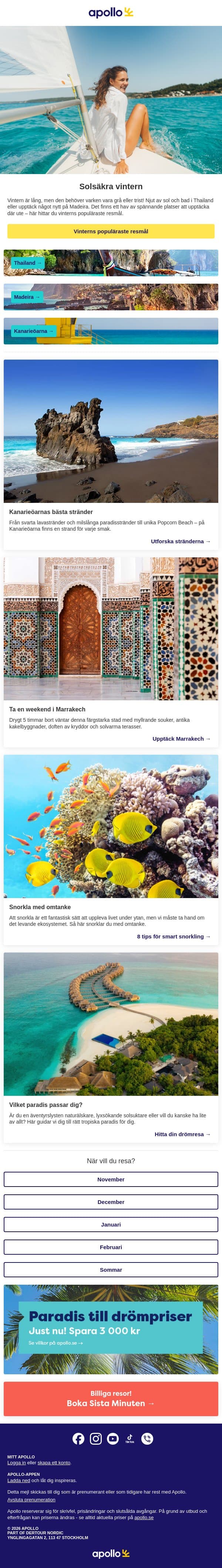 Hur vill du tillbringa vintern i år? email from Apollo screenshot