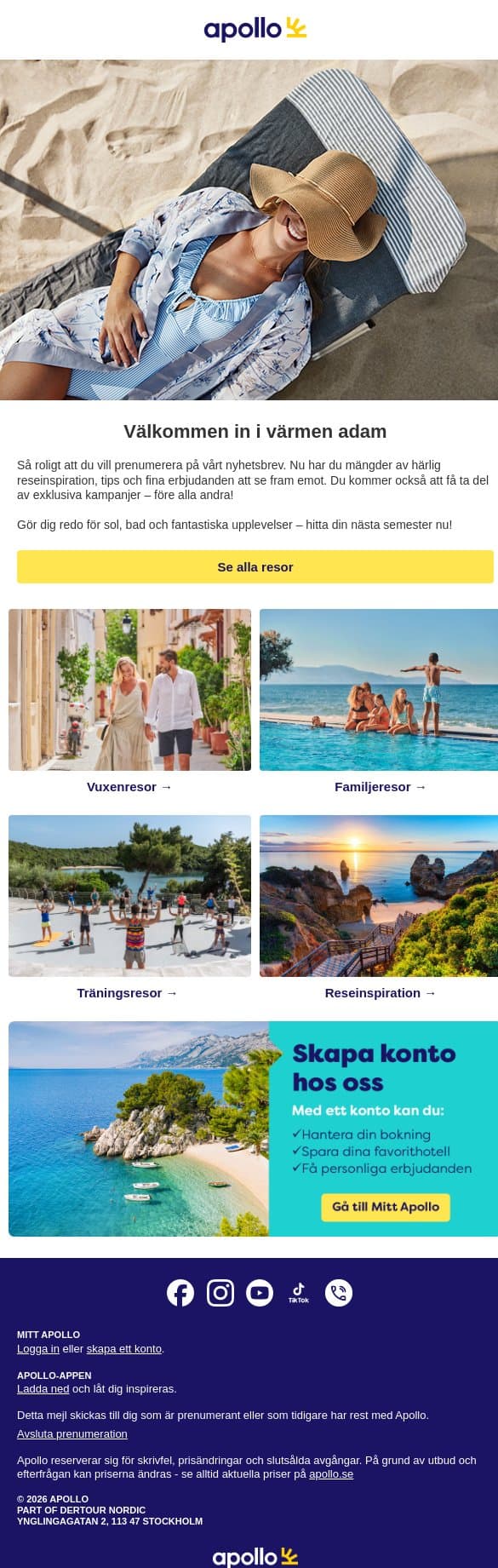 Välkommen in i värmen adam ☀️ email from Apollo screenshot