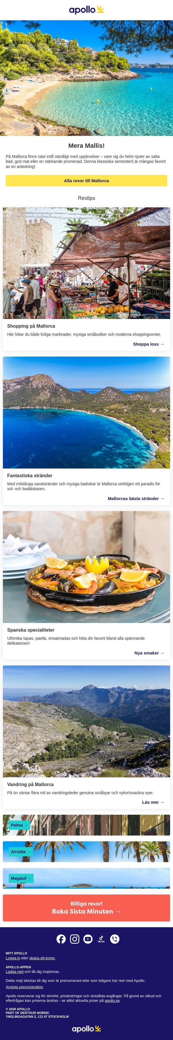 Salta bad, god mat och vackra vyer email from Apollo screenshot