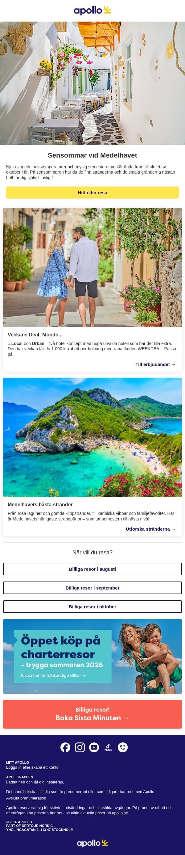 Förläng sommaren med en resa ☀️ email from Apollo screenshot