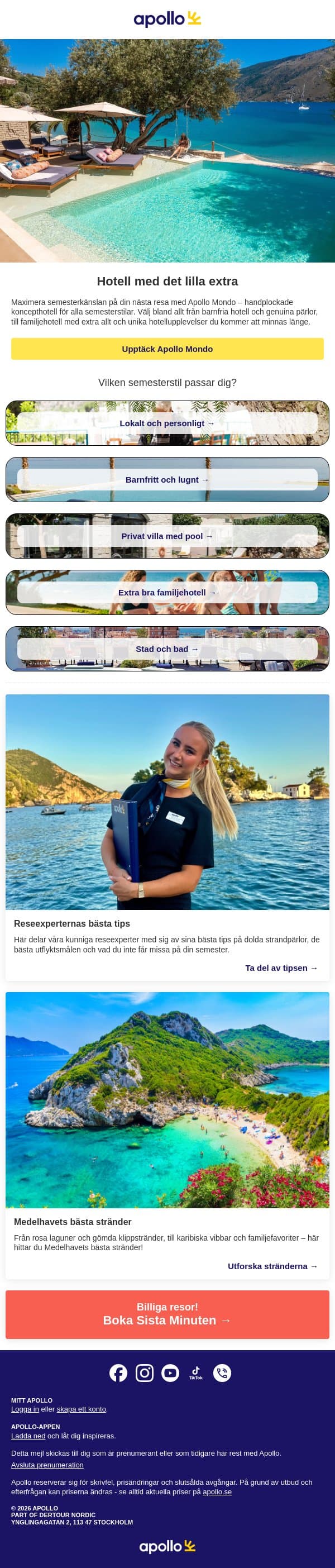 Hotellen med det lilla extra email from Apollo screenshot