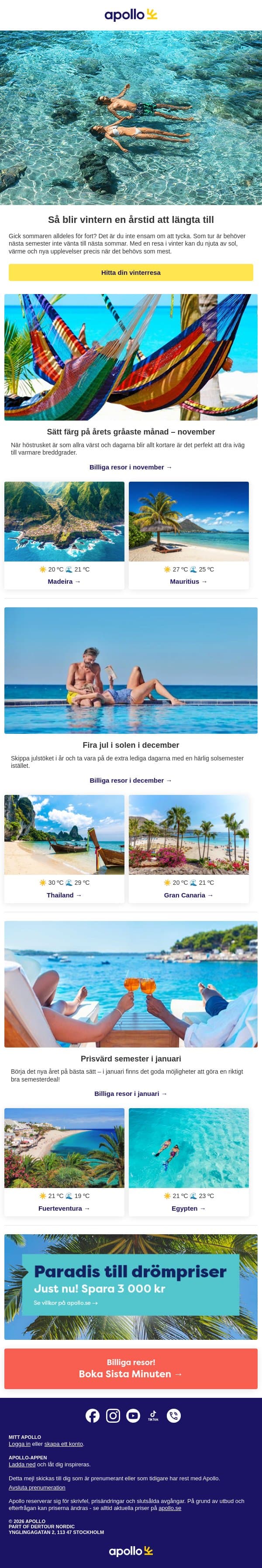Gick sommaren alldeles för fort? email from Apollo screenshot