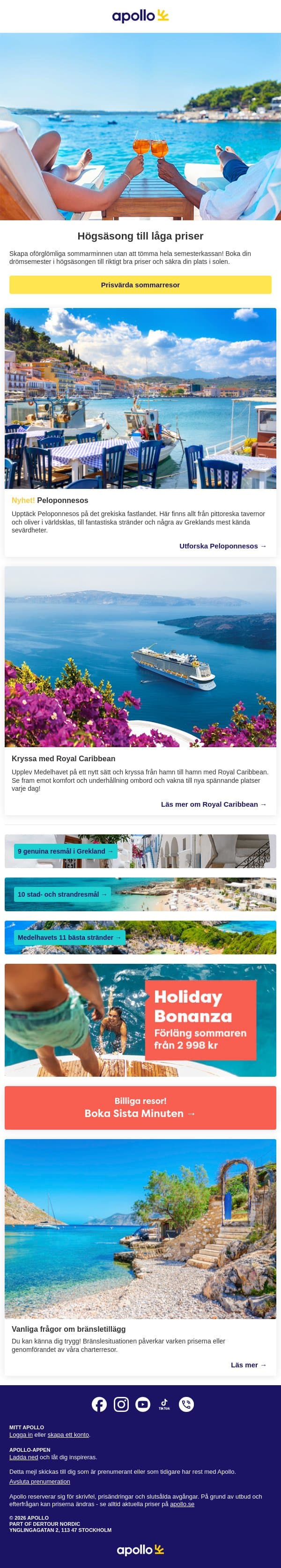 Upplev Medelhavet när det är som bäst email from Apollo screenshot