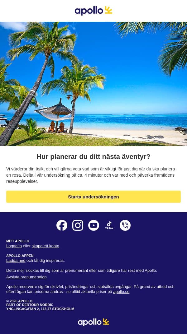 Din åsikt är värdefull email from Apollo screenshot