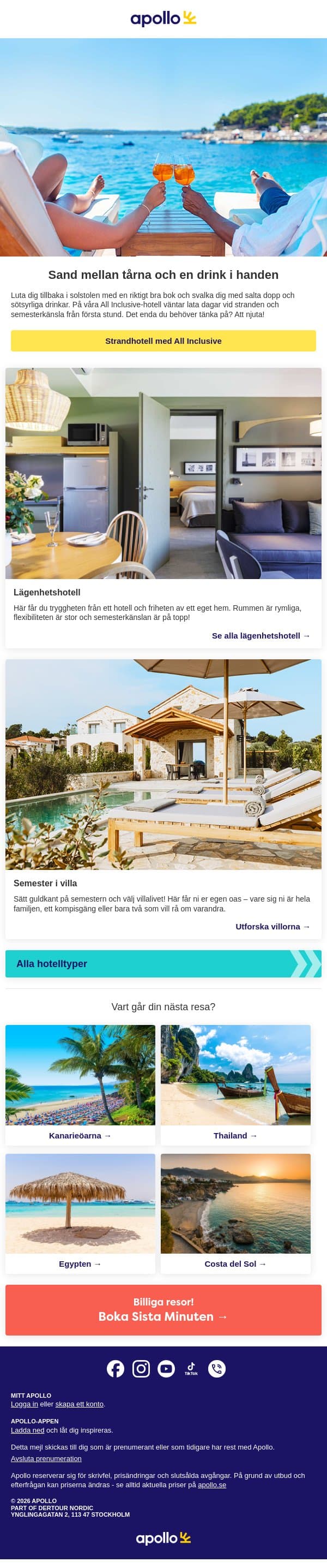 Sol, strand och All Inclusive? Ja tack email from Apollo screenshot