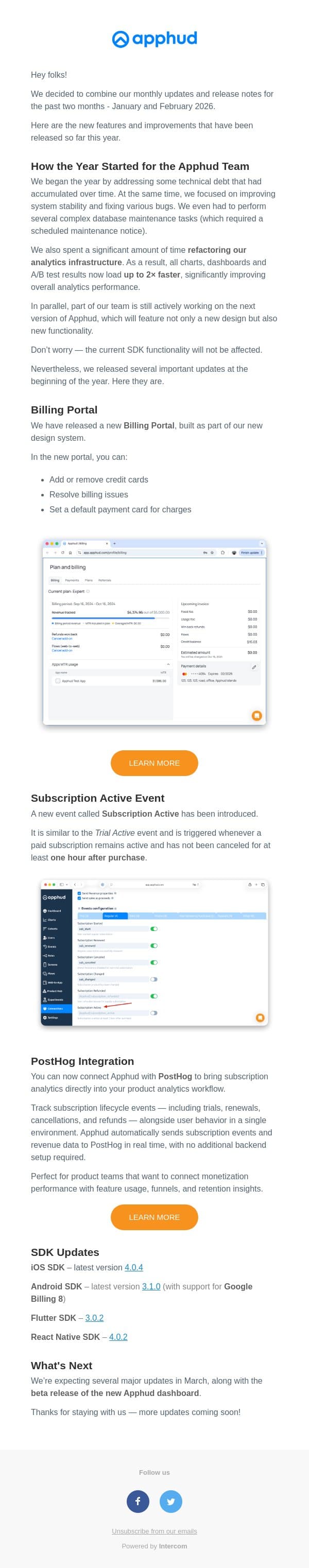 ⚡️ Explore What’s New in Apphud This Winter! email from Apphud screenshot
