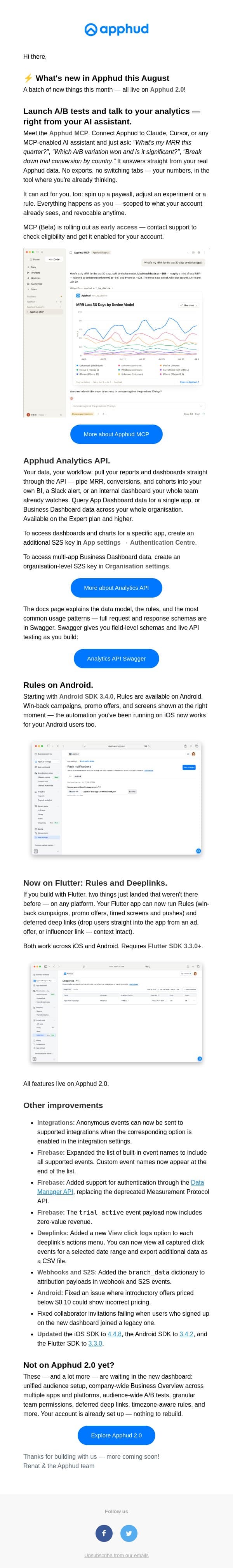 ⚡️ What's new in Apphud this August email from Apphud screenshot