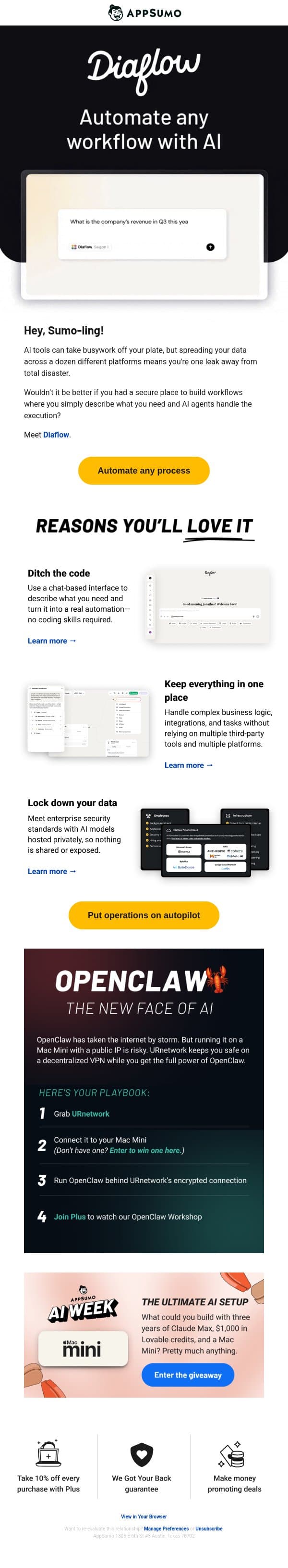 Find your flow email from AppSumo screenshot