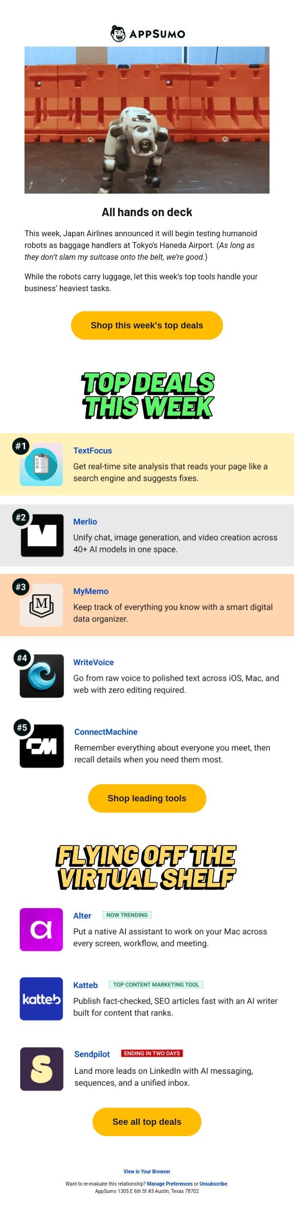 Need a hand? email from AppSumo screenshot