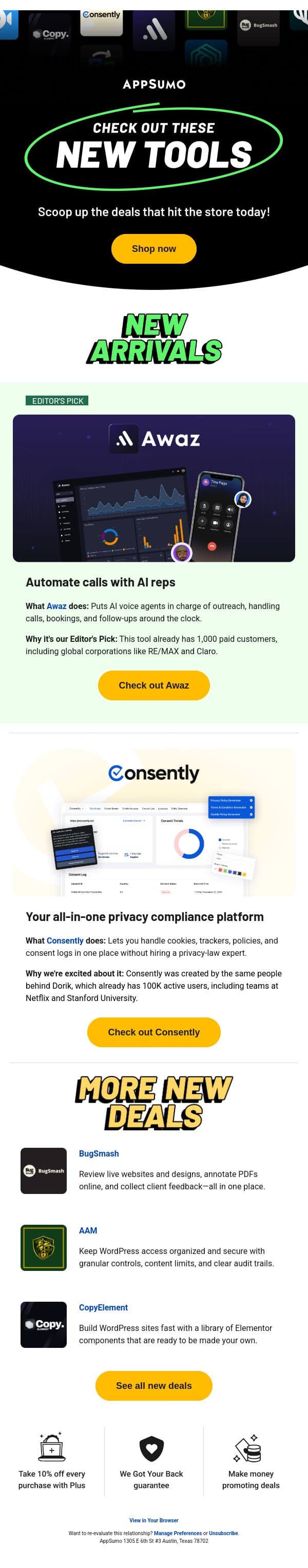 A little something new email from AppSumo screenshot