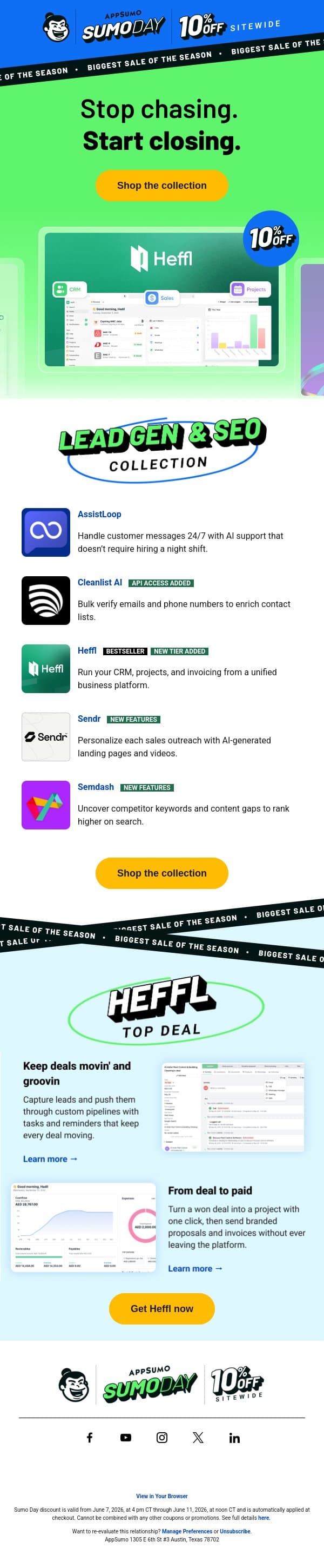 Sumo Day Collection #5: Lead Gen and SEO email from AppSumo screenshot