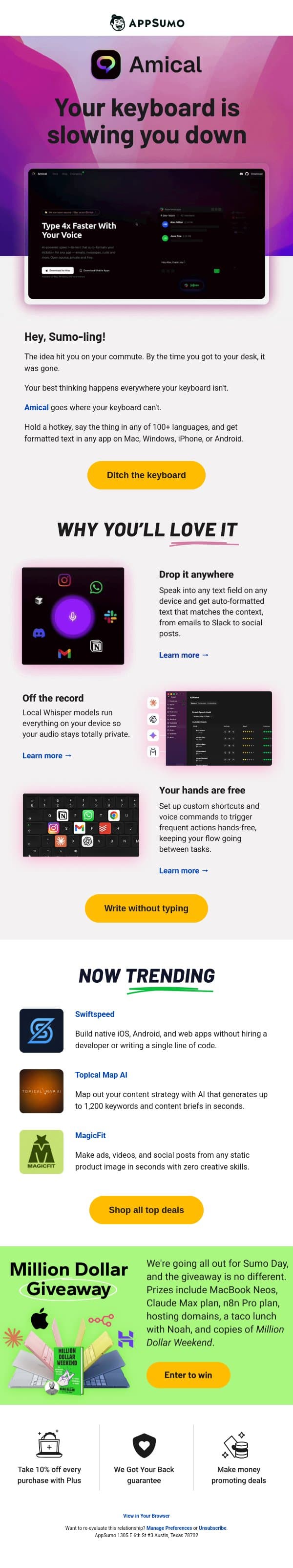 Word of mouth email from AppSumo screenshot