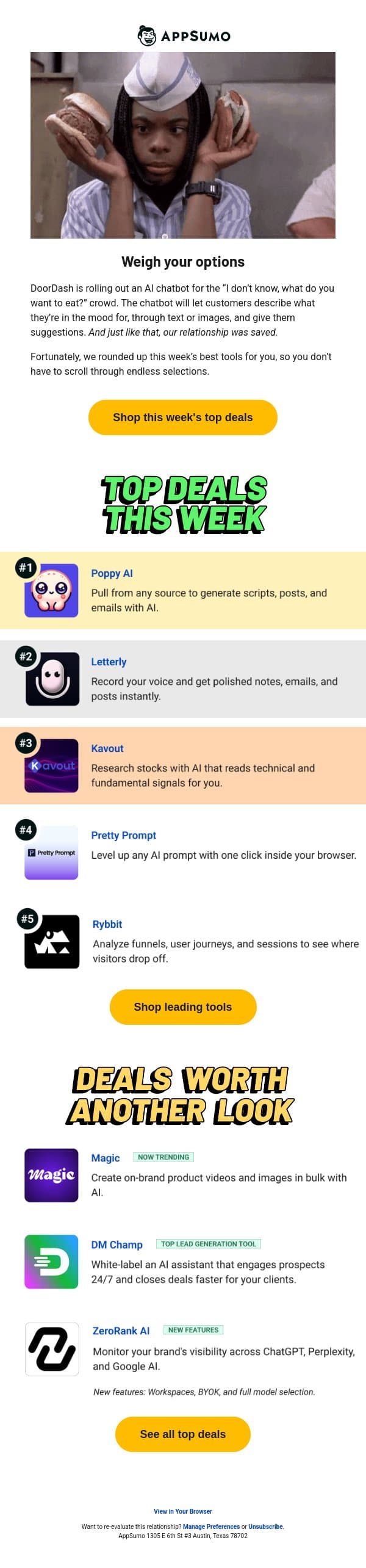Special delivery: This week’s best deals email from AppSumo screenshot