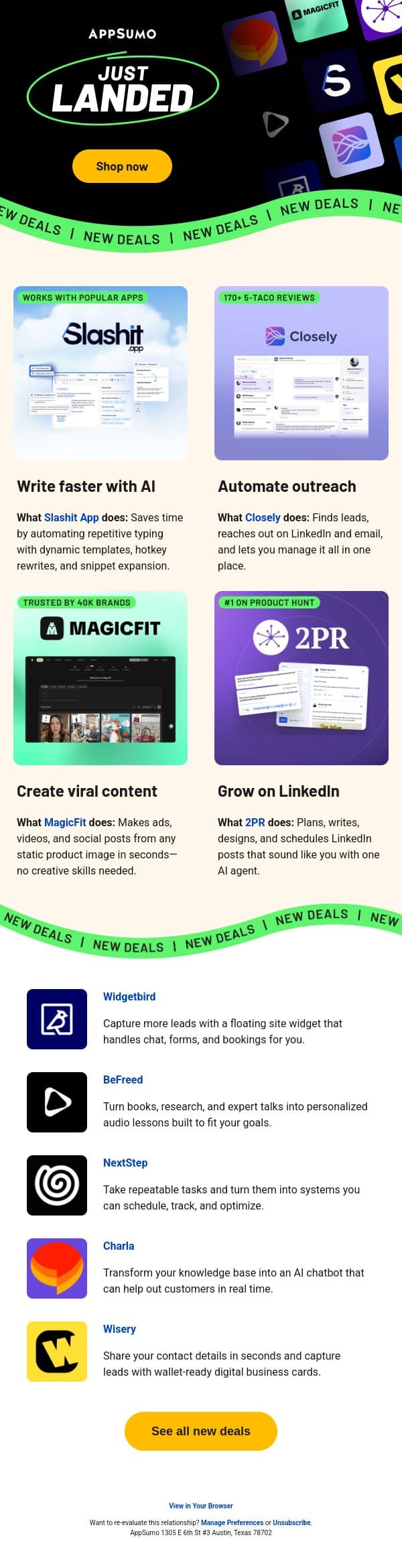Get in on these email from AppSumo screenshot