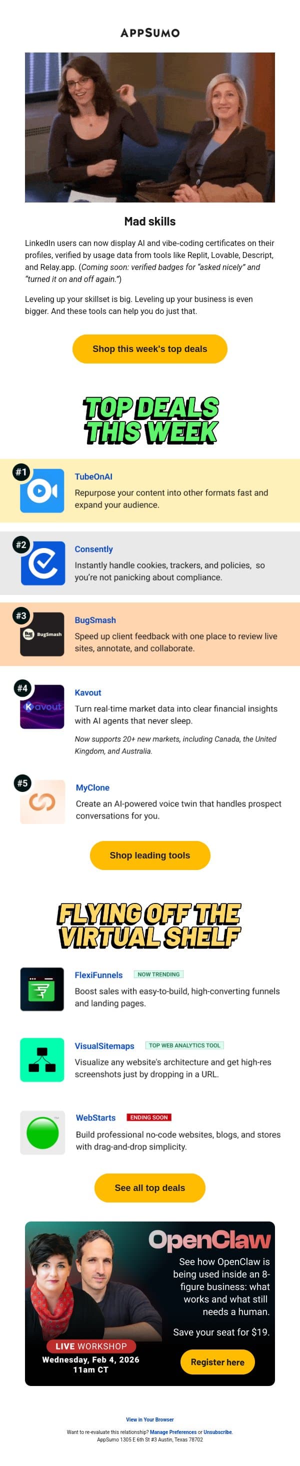 Certified hot email from AppSumo screenshot