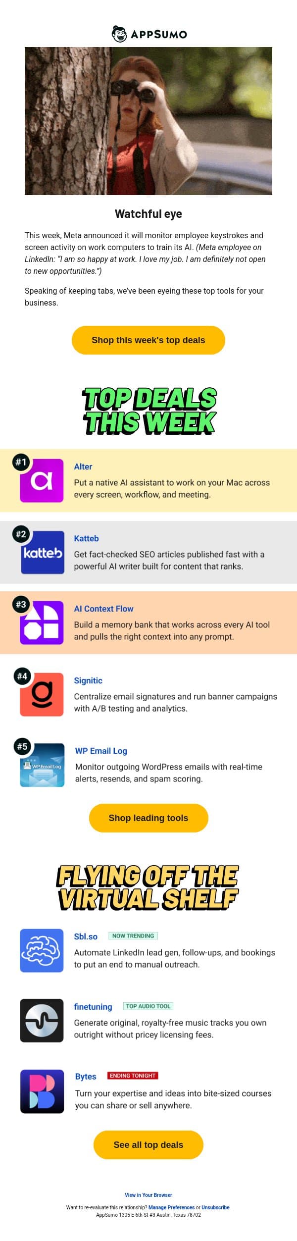 We’ve been eyeing these email from AppSumo screenshot