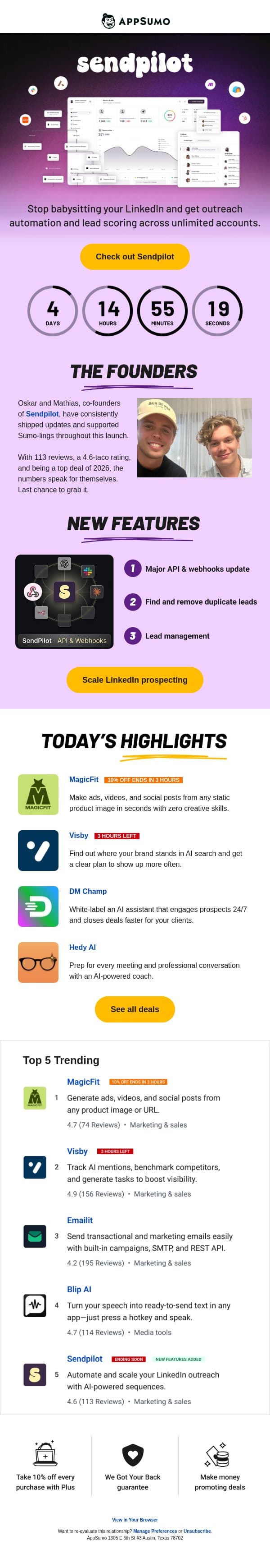 Cleared for takeoff email from AppSumo screenshot