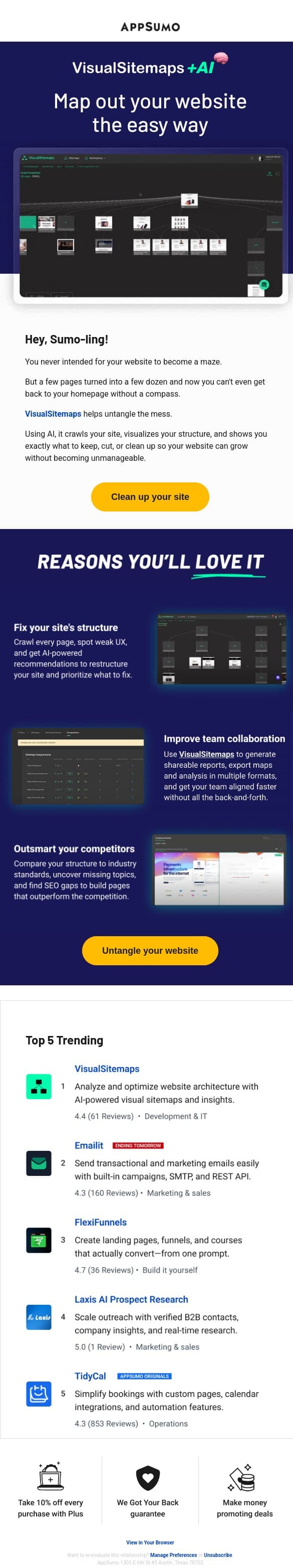 Let’s get visual email from AppSumo screenshot