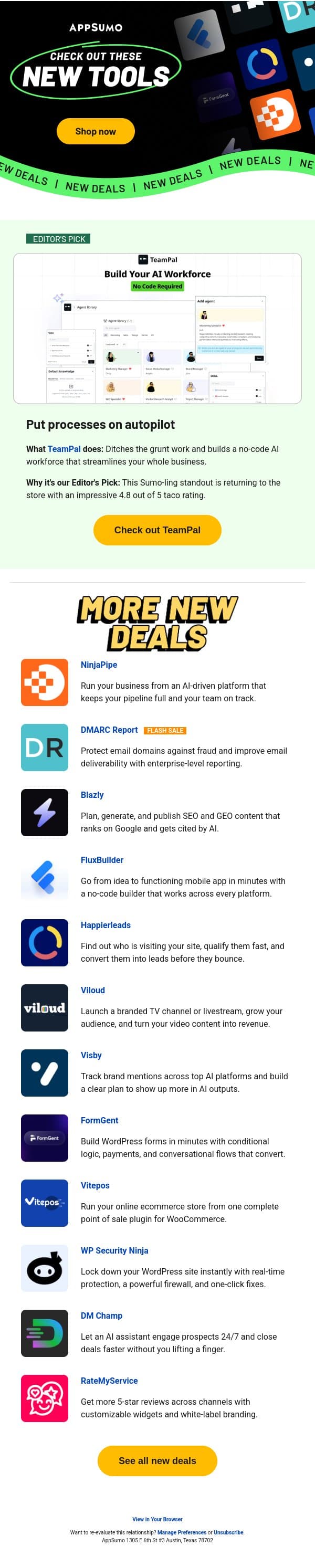 Looking for something new? email from AppSumo screenshot