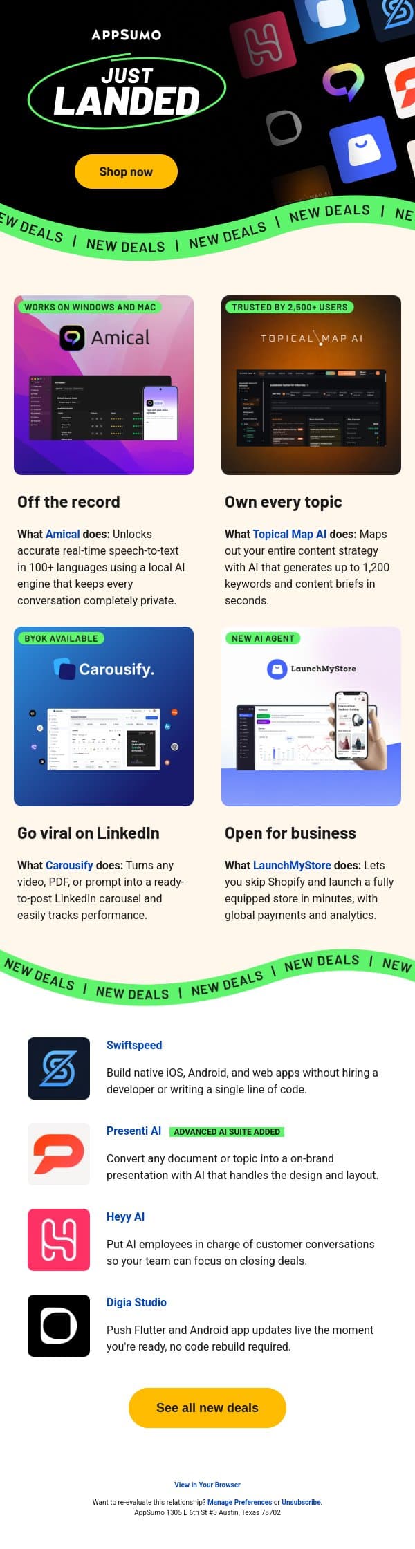 Say Heyy email from AppSumo screenshot