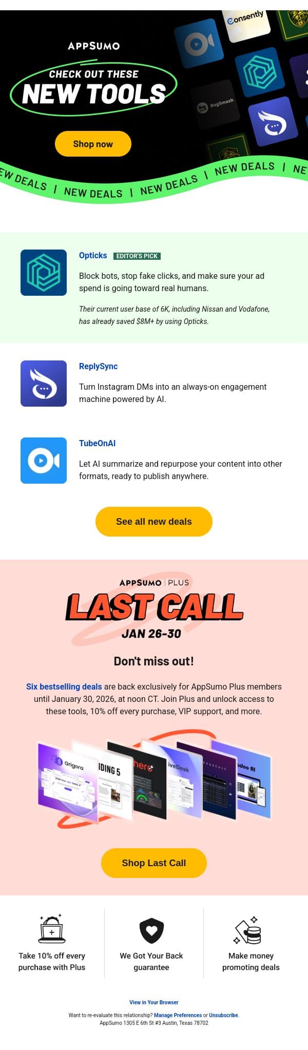 What’s in store email from AppSumo screenshot