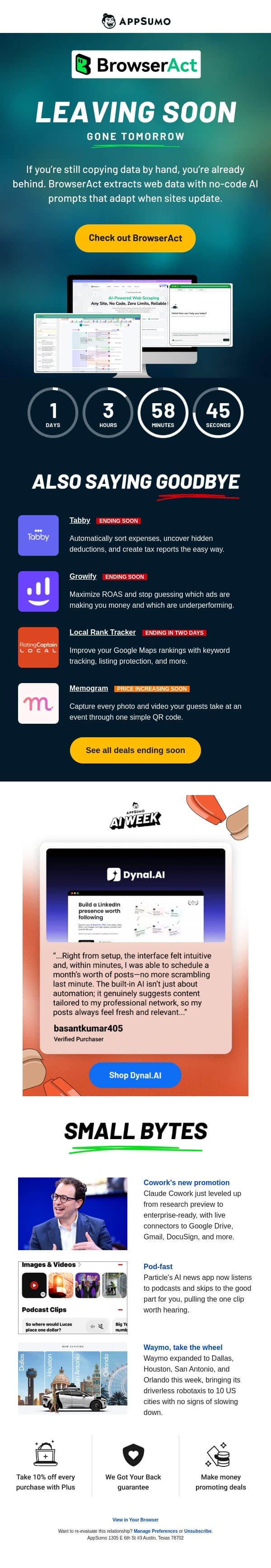 BroswerAct fast email from AppSumo screenshot