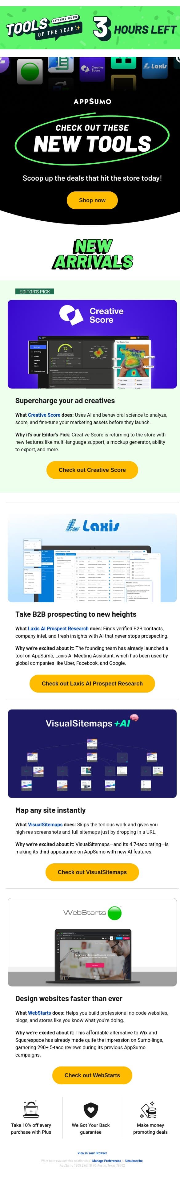 New year, new deals email from AppSumo screenshot
